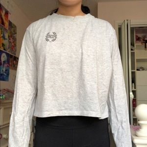 VS PINK Heather grey long sleeve crop top